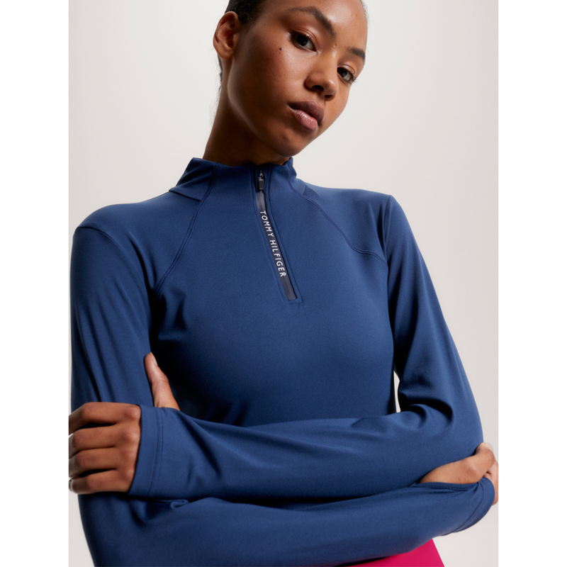 Tommy Hilfiger Women's Thermo 1/4 Zip Base Layer - Indigo Blue-3